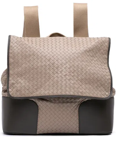 Pre-owned Bottega Veneta 2012-2025 Nappa Intrecciato Backpack In Brown