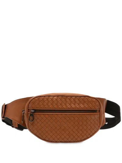 Pre-owned Bottega Veneta 2012-2025 Nappa Intrecciato Belt Bag In Brown