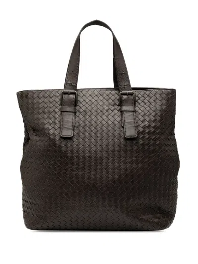 Pre-owned Bottega Veneta 2012-2025 Nappa Intrecciato Belted Tote Bag In Brown