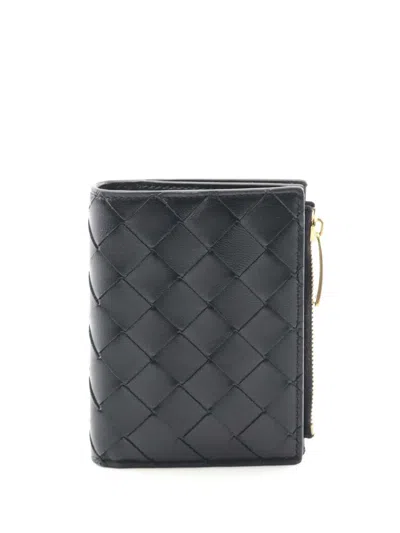 Pre-owned Bottega Veneta 2012-2025 Nappa Intrecciato Bi-fold Wallet Small Wallets In Black