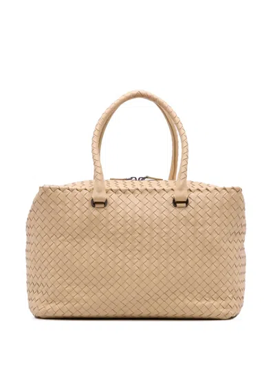 Pre-owned Bottega Veneta 2012-2025 Nappa Intrecciato Brick Tote Bag In Brown