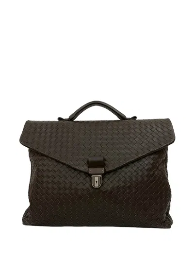 Pre-owned Bottega Veneta 2012-2025 Nappa Intrecciato Briefcase Business Bag In Brown