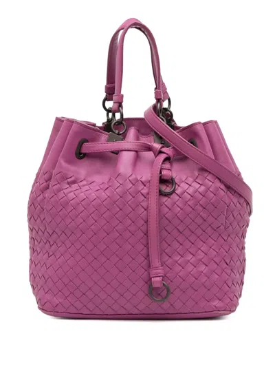 Pre-owned Bottega Veneta 2012-2025 Nappa Intrecciato Bucket Bag In Purple