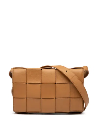 Pre-owned Bottega Veneta 2012-2025 Nappa Intrecciato Cassette Crossbody Bag In Brown