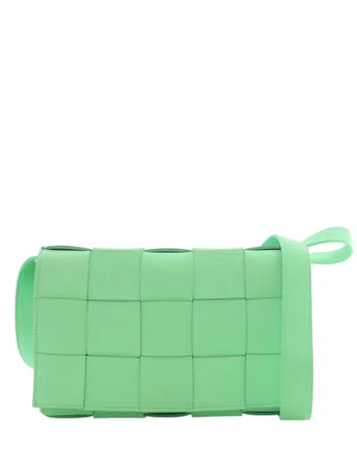 Pre-owned Bottega Veneta 2012-2025 Nappa Intrecciato Cassette Crossbody Bag In Green