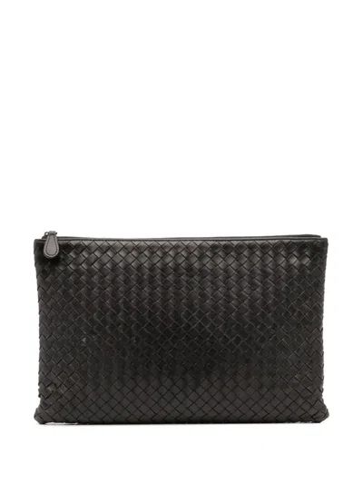 Pre-owned Bottega Veneta 2012-2025 Nappa Intrecciato Clutch Bag In Black