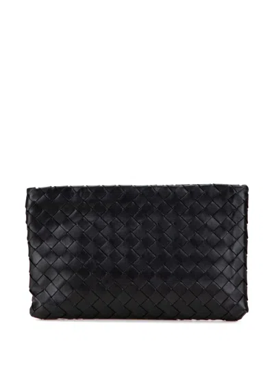 Pre-owned Bottega Veneta 2012-2025 Nappa Intrecciato Clutch Bag In Black