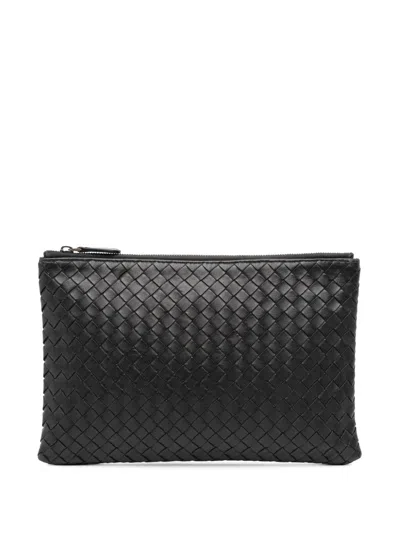 Pre-owned Bottega Veneta 2012-2025 Nappa Intrecciato Clutch Bag In Black