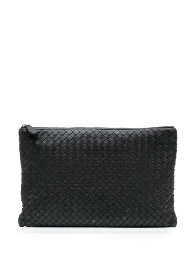 Pre-owned Bottega Veneta 2012-2025 Nappa Intrecciato Clutch Bag In Black