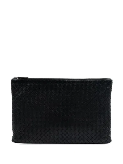 Pre-owned Bottega Veneta 2012-2025 Nappa Intrecciato Clutch Bag In Black