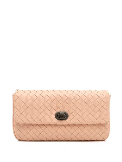 Pre-owned Bottega Veneta 2012-2025 Nappa Intrecciato Clutch Bag In Brown