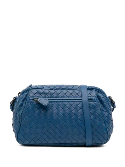 Pre-owned Bottega Veneta 2012-2025 Nappa Intrecciato Crossbody Bag In Blue