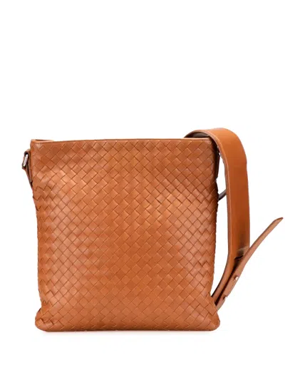 Pre-owned Bottega Veneta 2012-2025 Nappa Intrecciato Crossbody Bag In Brown