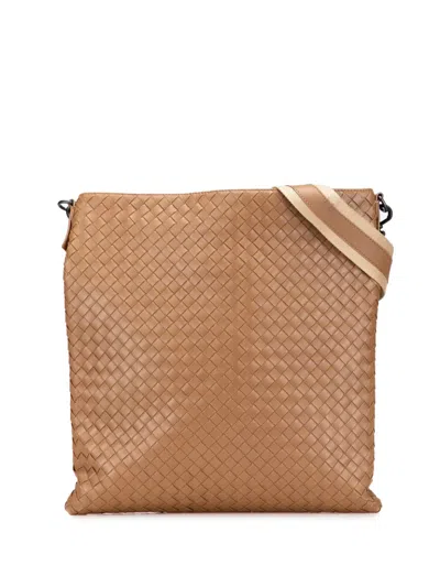 Pre-owned Bottega Veneta 2012-2025 Nappa Intrecciato Crossbody Bag In Brown