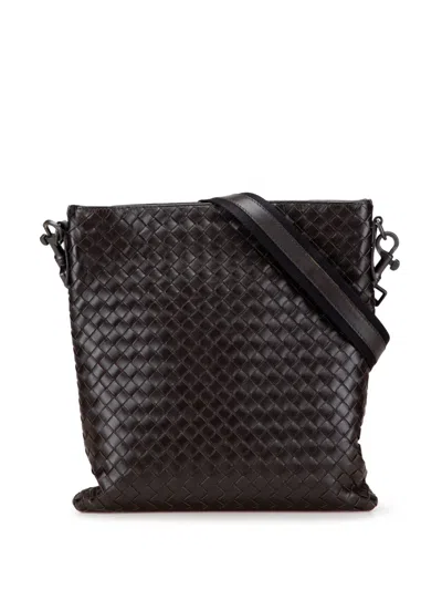 Pre-owned Bottega Veneta 2012-2025 Nappa Intrecciato Crossbody Bag In Brown