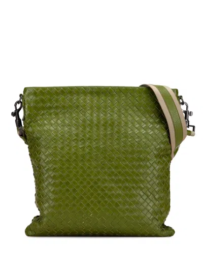 Pre-owned Bottega Veneta 2012-2025 Nappa Intrecciato Crossbody Bag In Green