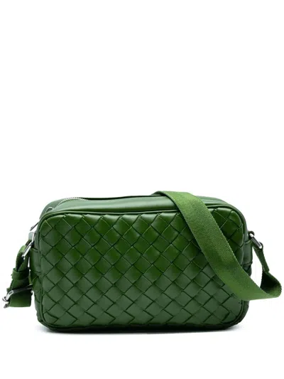 Pre-owned Bottega Veneta 2012-2025 Nappa Intrecciato Crossbody Bag In Green