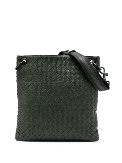 Pre-owned Bottega Veneta 2012-2025 Nappa Intrecciato Crossbody Bag In Green