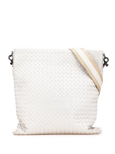Pre-owned Bottega Veneta 2012-2025 Nappa Intrecciato Crossbody Bag In White