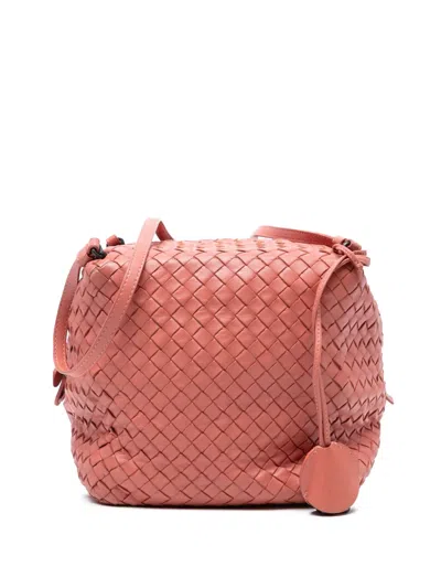 Pre-owned Bottega Veneta 2012-2025 Nappa Intrecciato Cube Crossbody Bag In Pink