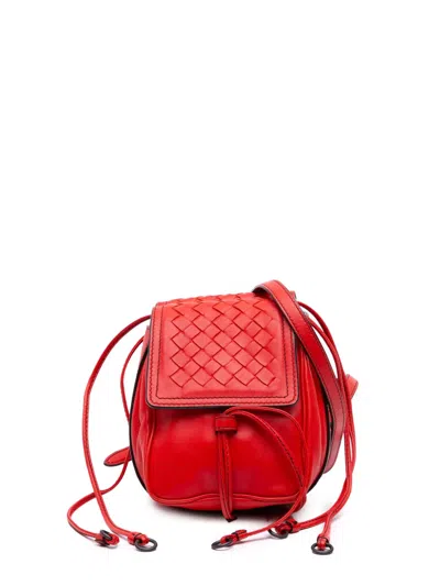 Pre-owned Bottega Veneta 2012-2025 Nappa Intrecciato Double Sided Flap Crossbody Bag In Red