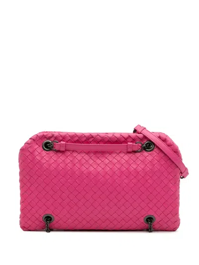 Pre-owned Bottega Veneta 2012-2025 Nappa Intrecciato Duo Shoulder Bag In Pink