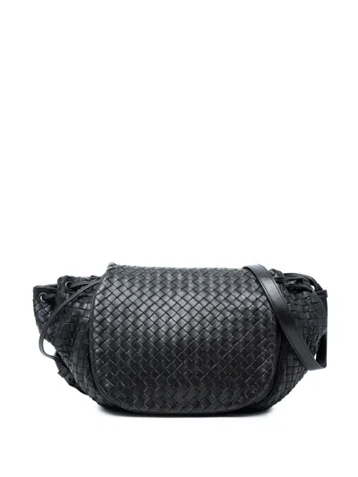 Pre-owned Bottega Veneta 2012-2025 Nappa Intrecciato Flap Crossbody Bag In Black
