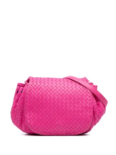Pre-owned Bottega Veneta 2012-2025 Nappa Intrecciato Flap Crossbody Bag In Pink