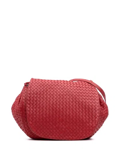 Pre-owned Bottega Veneta 2012-2025 Nappa Intrecciato Flap Crossbody Bag In Red