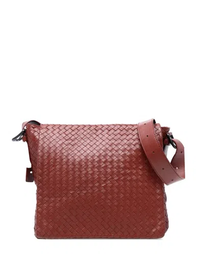 Pre-owned Bottega Veneta 2012-2025 Nappa Intrecciato Flap Crossbody Bag In Red