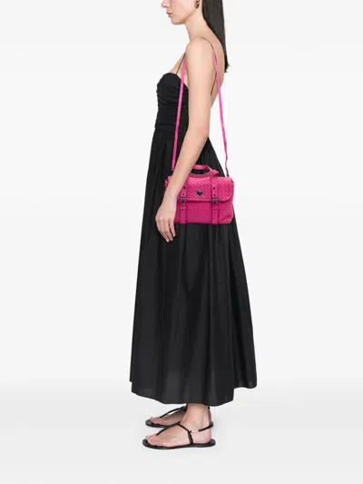 Pre-owned Bottega Veneta 2012-2025 Nappa Intrecciato Flap Satchel In Pink