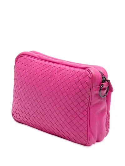 Pre-owned Bottega Veneta 2012-2025 Nappa Intrecciato Front Pocket Messenger Bag Crossbody Bag In Pink