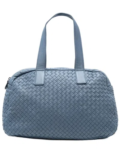 Pre-owned Bottega Veneta 2012-2025 Nappa Intrecciato Handbag In Blue