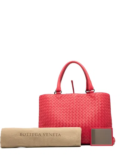 Pre-owned Bottega Veneta 2012-2025 Nappa Intrecciato Milano Tote Bag In Red