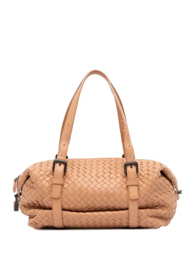 Pre-owned Bottega Veneta 2012-2025 Nappa Intrecciato Montaigne Shoulder Bag In Brown