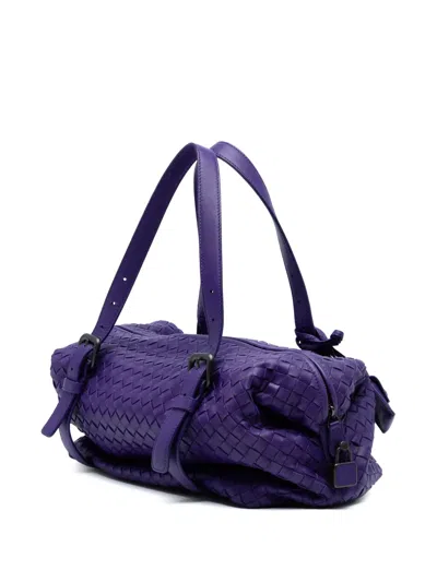 Pre-owned Bottega Veneta 2012-2025 Nappa Intrecciato Montaigne Shoulder Bag In Purple