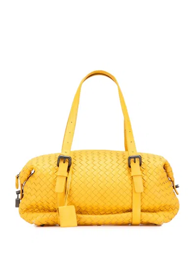Pre-owned Bottega Veneta 2012-2025 Nappa Intrecciato Montaigne Shoulder Bag In Yellow