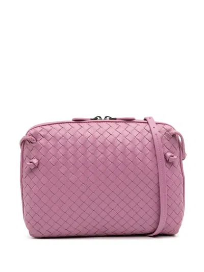 Pre-owned Bottega Veneta 2012-2025 Nappa Intrecciato Nodini Crossbody Bag In Pink