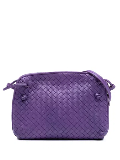 Pre-owned Bottega Veneta 2012-2025 Nappa Intrecciato Nodini Crossbody Bag In Purple