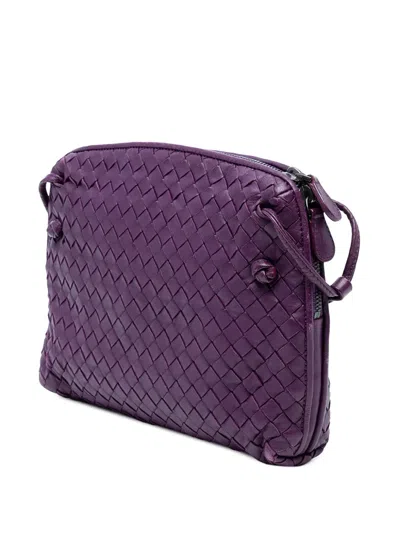 Pre-owned Bottega Veneta 2012-2025 Nappa Intrecciato Nodini Crossbody Bag In Purple