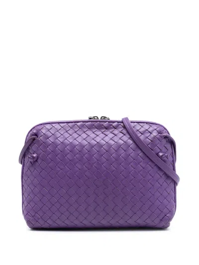 Pre-owned Bottega Veneta 2012-2025 Nappa Intrecciato Nodini Crossbody Bag In Purple