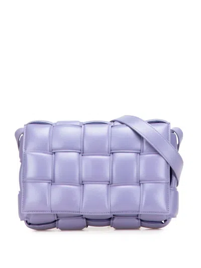 Pre-owned Bottega Veneta 2012-2025 Nappa Intrecciato Padded Cassette Crossbody Bag In Purple