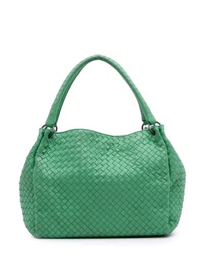 Pre-owned Bottega Veneta 2012-2025 Nappa Intrecciato Parachute Tote Bag In Green