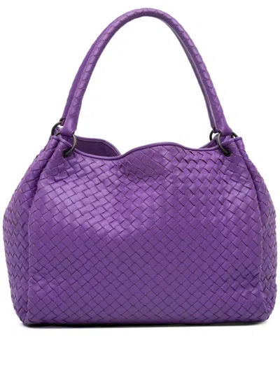 Pre-owned Bottega Veneta 2012-2025 Nappa Intrecciato Parachute Tote Bag In Purple