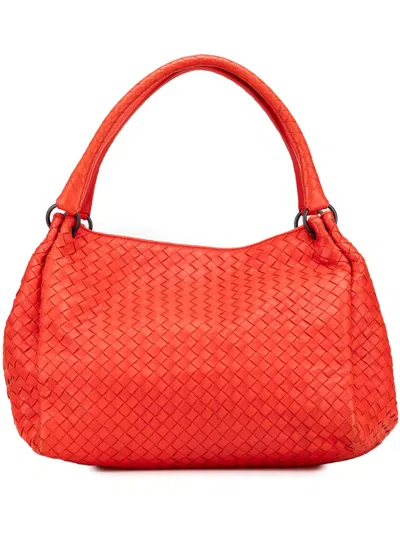 Pre-owned Bottega Veneta 2012-2025 Nappa Intrecciato Parachute Tote Bag In Red