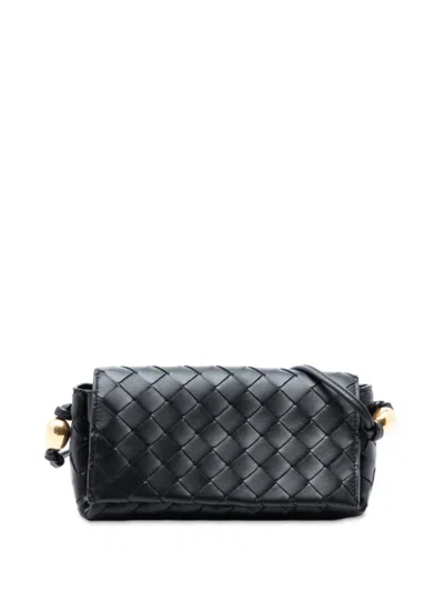 Pre-owned Bottega Veneta 2012-2025 Nappa Intrecciato Pouch On Strap Crossbody Bag In Black