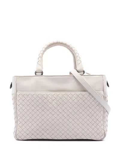 Pre-owned Bottega Veneta 2012-2025 Nappa Intrecciato Satchel In White