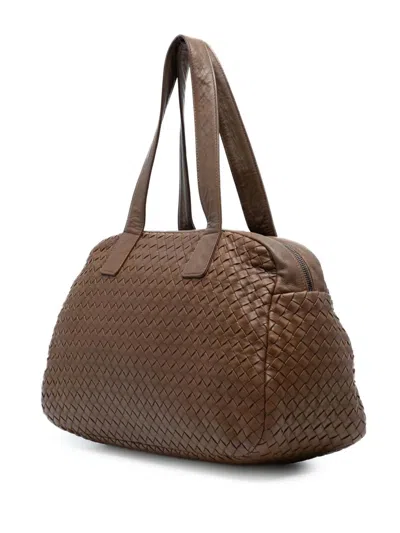 Pre-owned Bottega Veneta 2012-2025 Nappa Intrecciato Shoulder Bag In Brown