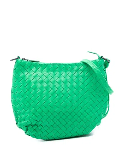 Pre-owned Bottega Veneta 2012-2025 Nappa Intrecciato Shoulder Bag In Green