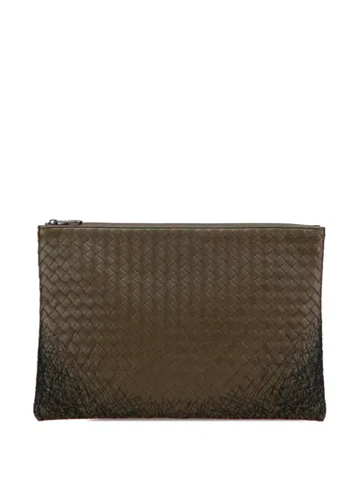 Pre-owned Bottega Veneta 2012-2025 Nappa Intrecciato Stitched Clutch Bag In Brown